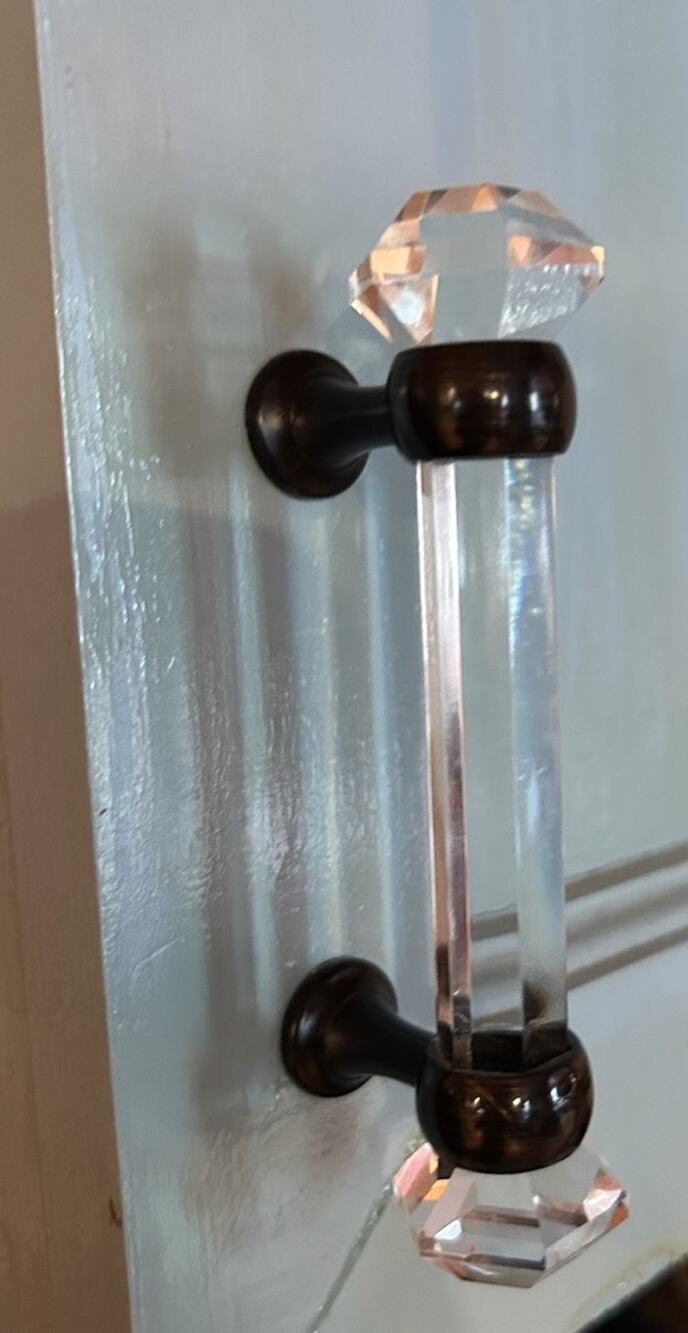 Cosmas 6393ORB-C Oil Rubbed Bronze with Clear Glass Cabinet Pull - Set Of 2 NIB
